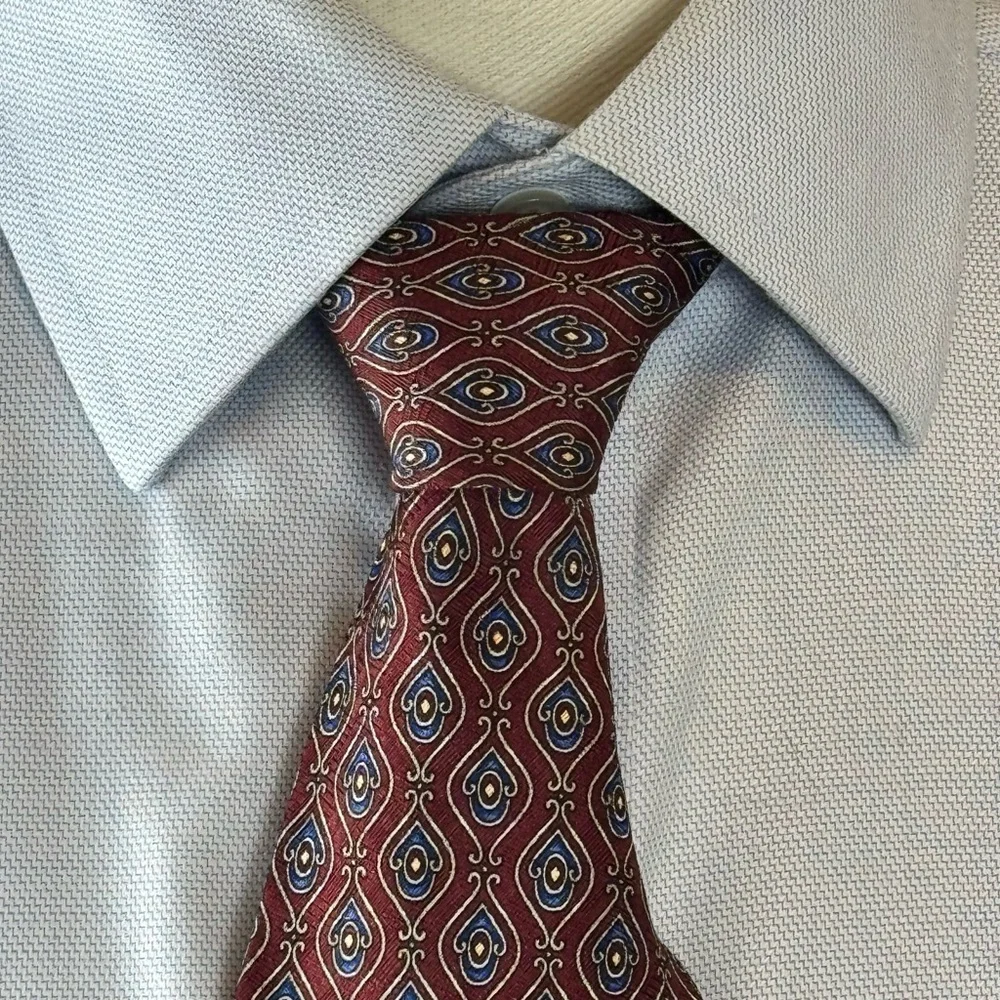 Robert Talbott Studio Men’s Necktie Burgundy & Blue All Silk Tie Handmade in USA